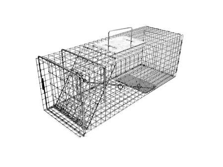 Model 106 animal control pole with red grip and long black shaft, displayed on a white background.