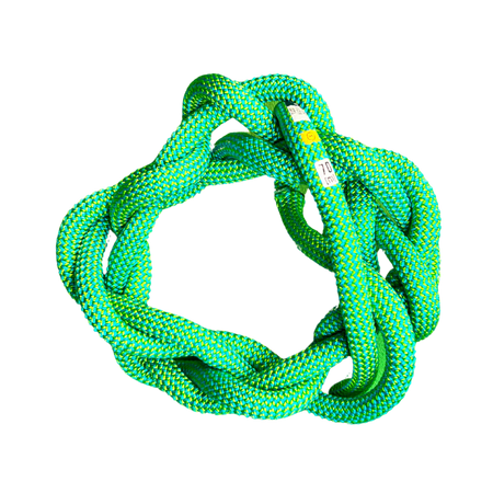 Medium rope toy in beige and orange colors with looped ends, shown on white background for safe and durable dog play.